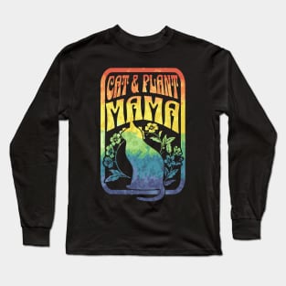 Cat and Plant Mama Boho Colorful Feline Love Long Sleeve T-Shirt